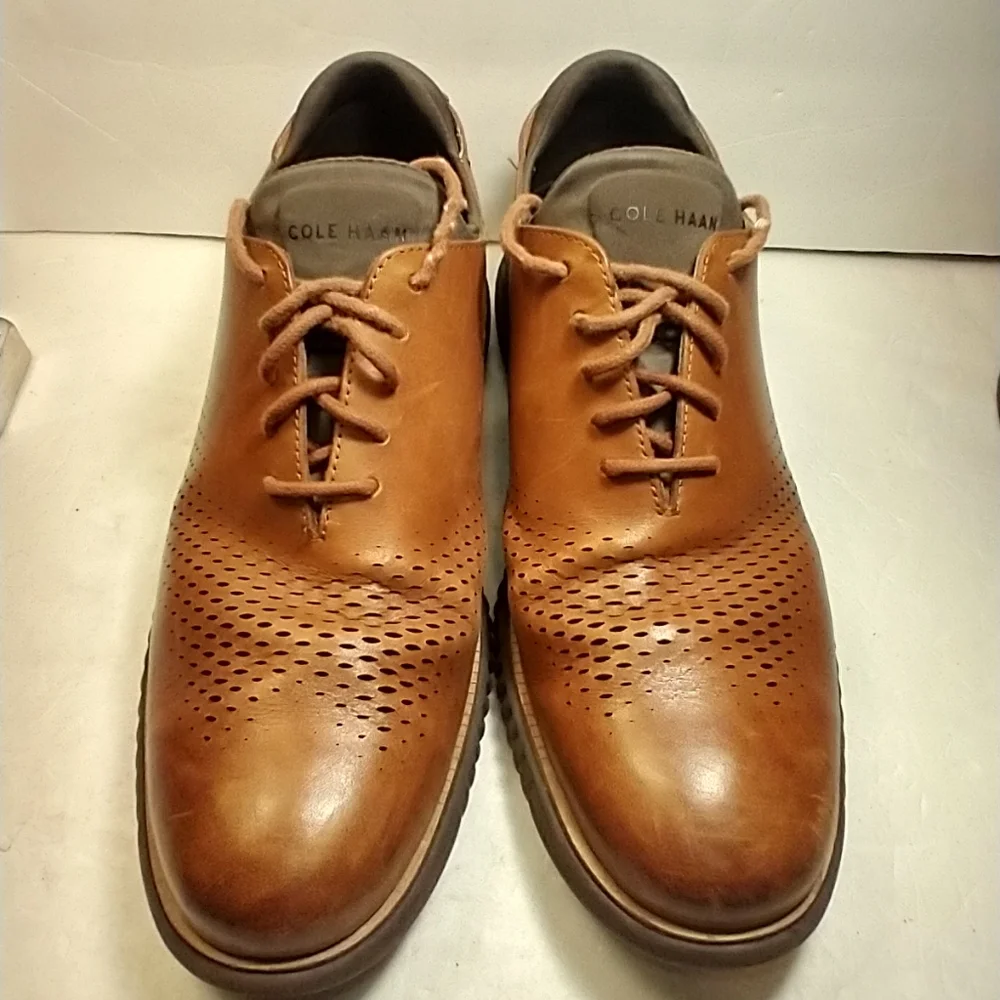 Cole Haan 2.Zerogrand Laser British Tan Wingtip Oxford Shoes Men’s sz 10.5M. - Picture 3 of 12